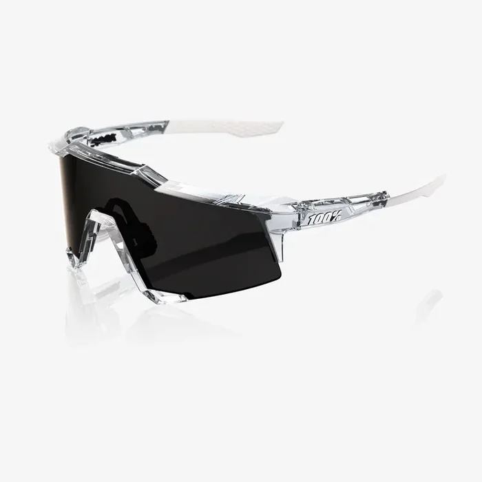 100% Speedcraft Polished Translucent Clear Sunglasses – Black Mirror lens