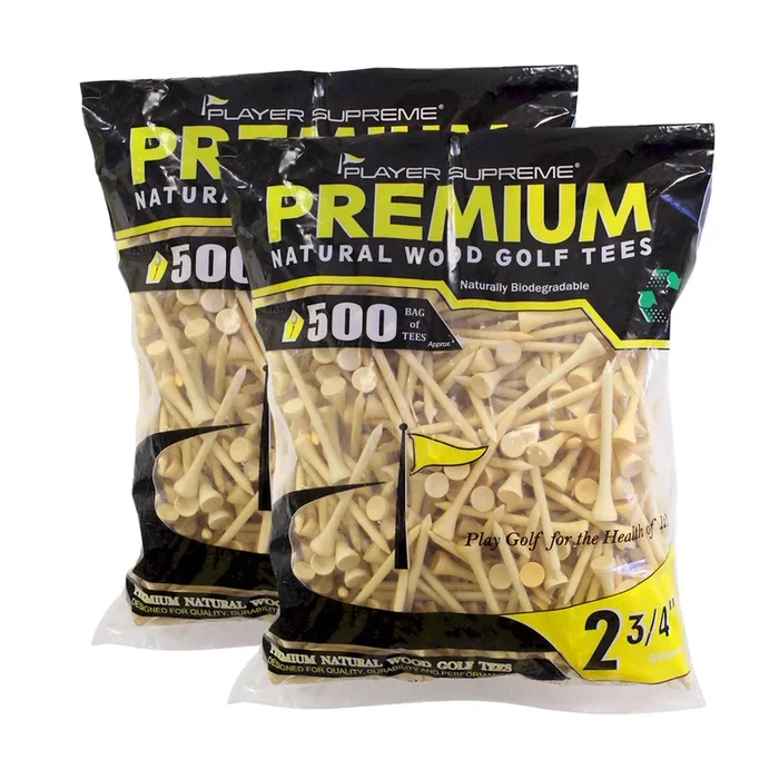 1000 PREMIUM NATURAL Golf Tees – (2 3/4″ or 3 1/4″)