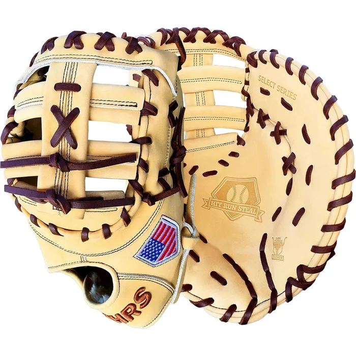 13″ Baseball First Base Mitt – Cream with Dark Brown Laces