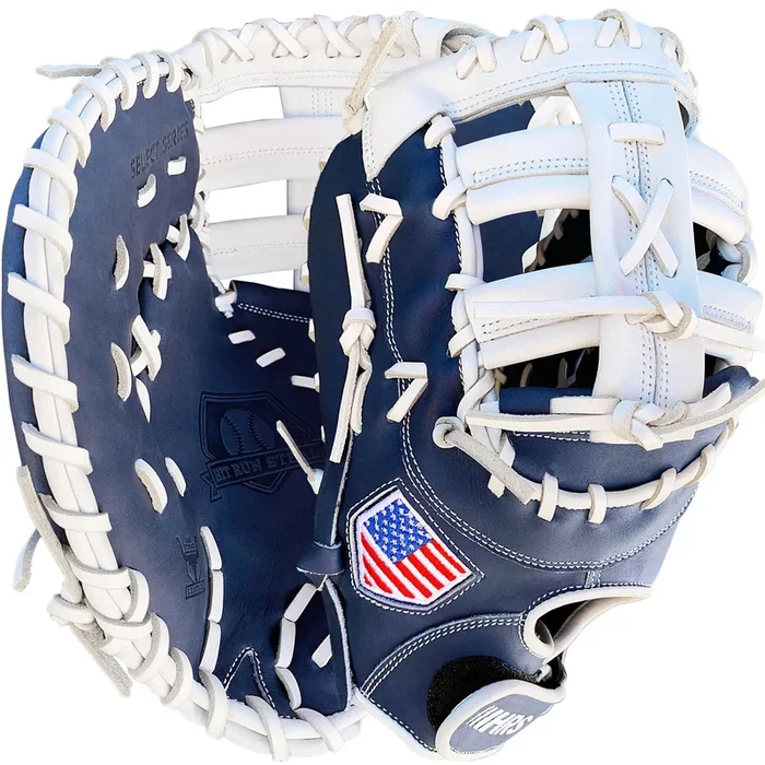 13″ Softball First Base Mitt – Navy with White Web