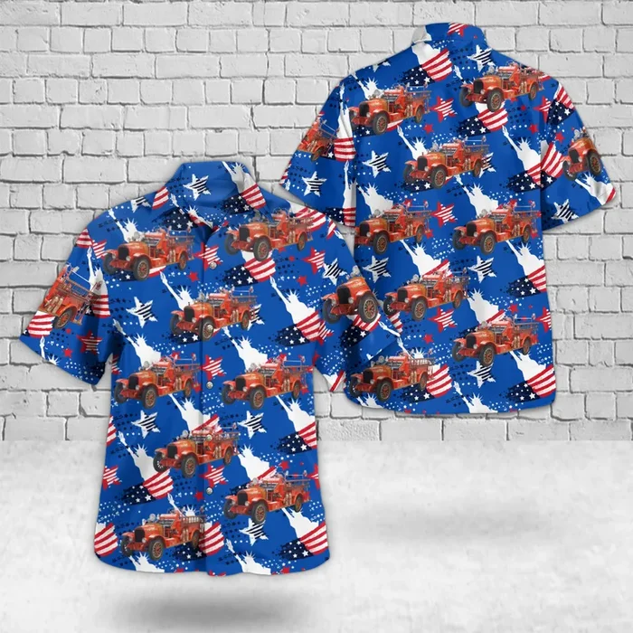 1923 La France Fire Engine, 4th Of July Hawaiian Shirt – Fanshubus.com