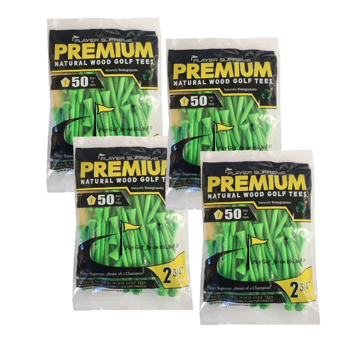 200 – 2 3/4″ Premium Wood Golf Tees from Player Supreme – Available 3 Neon Colors
