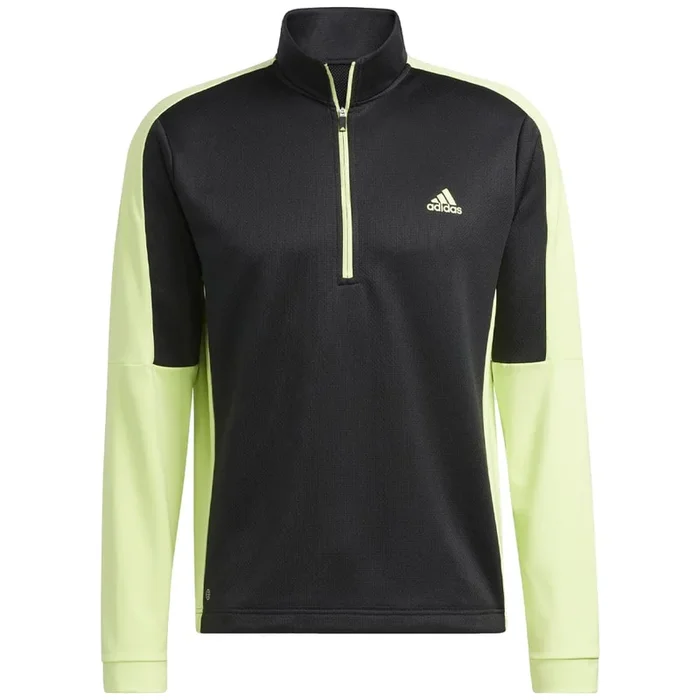 adidas Colour Block 1/4 Zip Pullover – Black/Pulse Lime