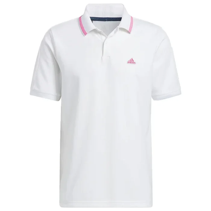 adidas Go-To Pique Polo Shirt – White/Screaming Pink