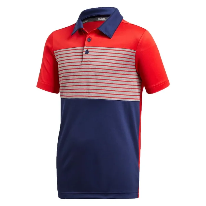 adidas Golf Engineered Stripe Junior Polo Shirt – Dark Blue/Red