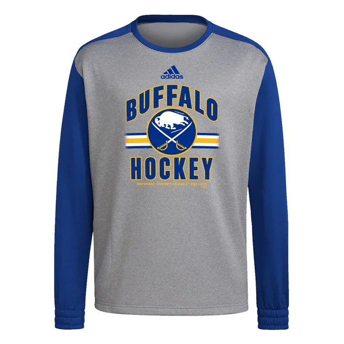 Adidas Men’s Buffalo Sabres Team Issue Crew Sweatshirt – Grey/Royal