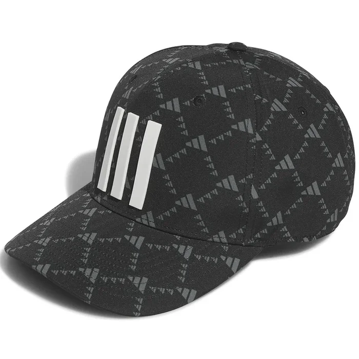 adidas Tour 3 Stripe Print Cap – Black