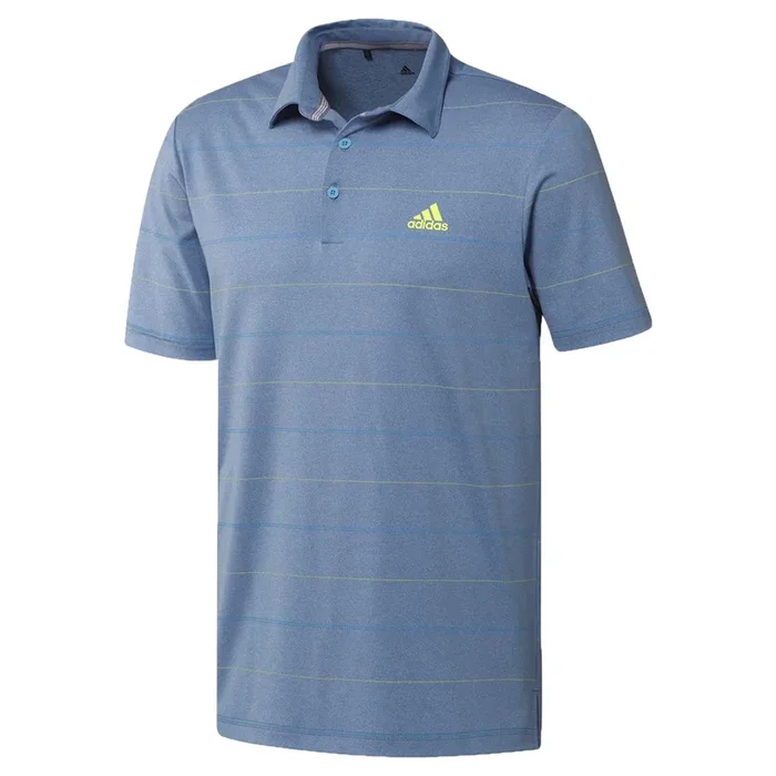 adidas Ultimate 365 Heathered Stripe Polo Shirt – Trace Royal/Solar Yellow/Light Blue