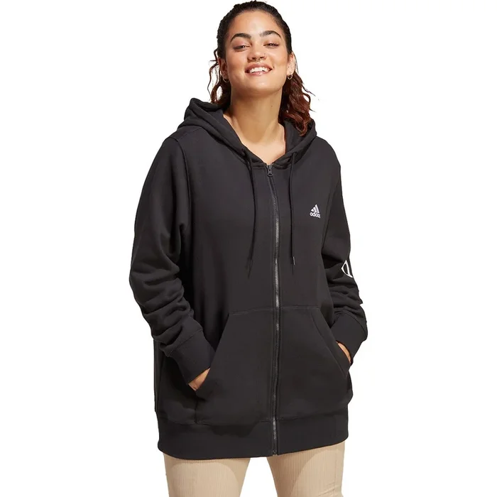 adidas Women’s Essentials Linear Full-Zip French Terry Hoodie (Plus Size)