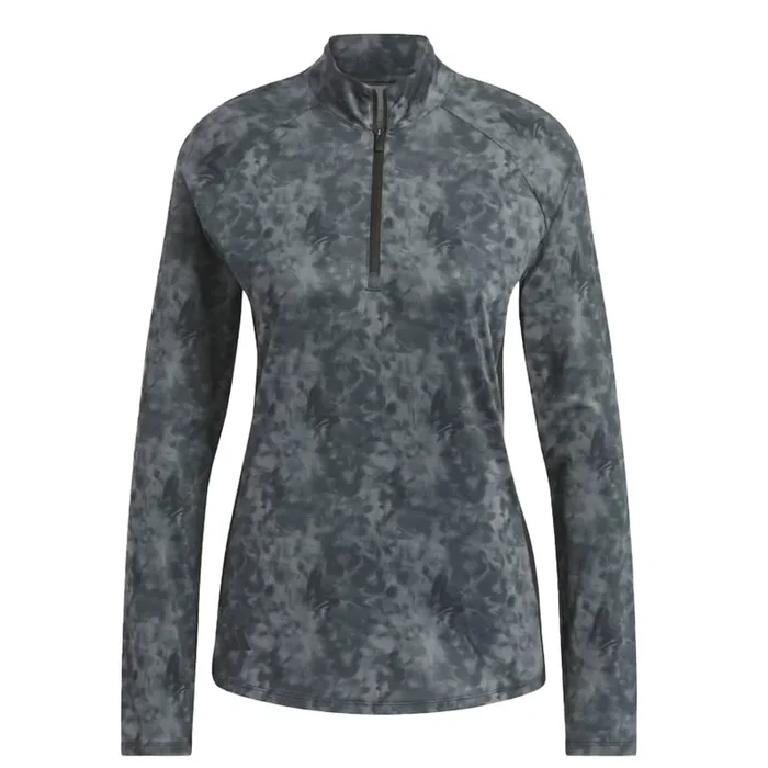 Adidas Women’s Essentials Long Sleeve Printed Mock Polo Shirt