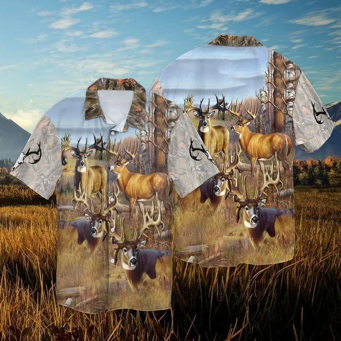 Amazing Deer Hunting Wild Animal 3D Full Print Hawaiian Shirt Shirt – For Men and Women – Fanshubus – Fanshubus.com