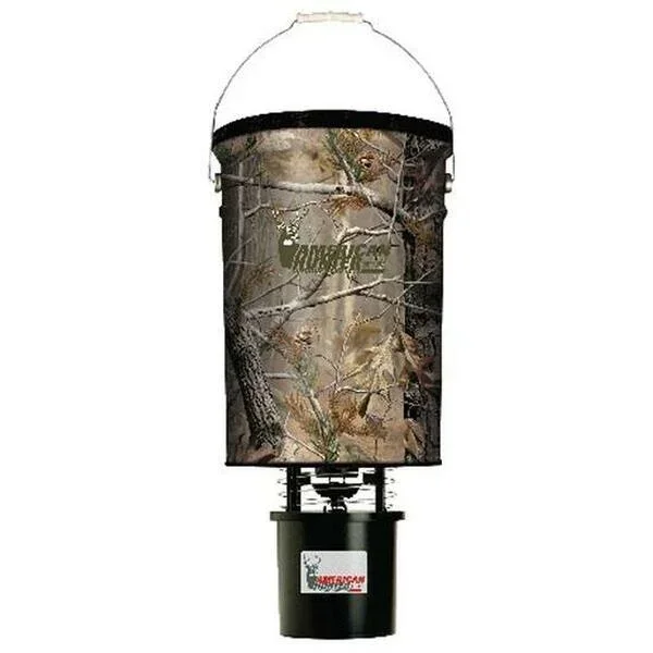 American Hunter 50lb Hanging Feeder with E-Kit and Realtree AP Camo