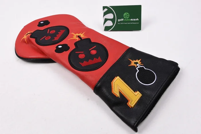 Angry Bombs Leather Driver Headcover / Red, Black