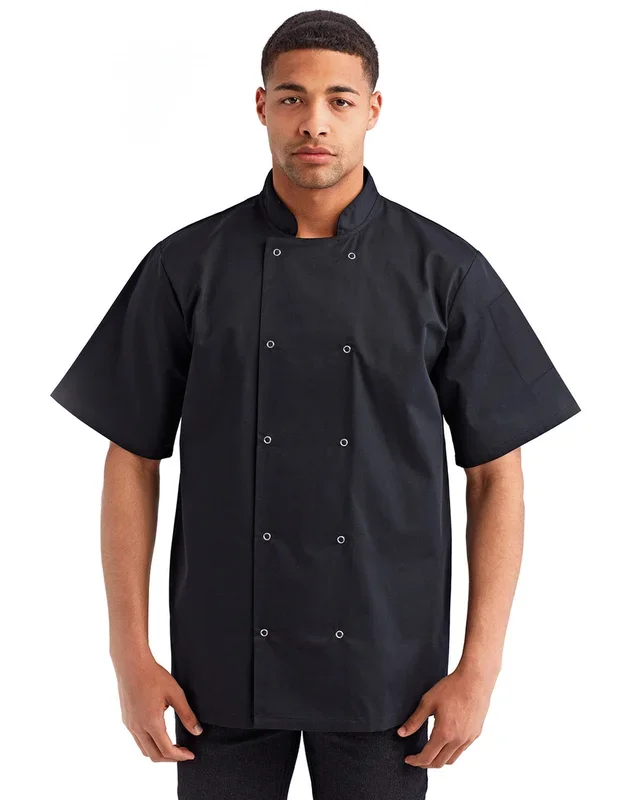 Artisan Collection by Reprime Unisex Studded Front Short-Sleeve Chef’s Jacket