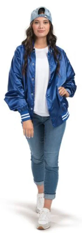 Augusta Sportswear Satin Baseball Jacket Striped Trim Embroidered with Your Logo