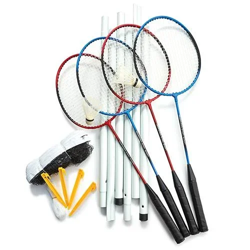 Badminton Set with 4 Rackets, 2 Shuttlecocks, Net, Poles