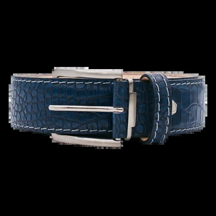 Bettinardi Handmade Matte Faux Croc Italian Leather Belt (Royal Blue)