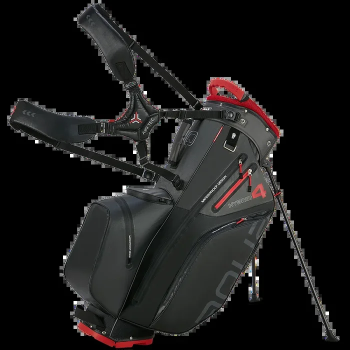 Big Max Aqua Hybrid 4 Waterproof Stand Bag – Black/Charcoal/Red