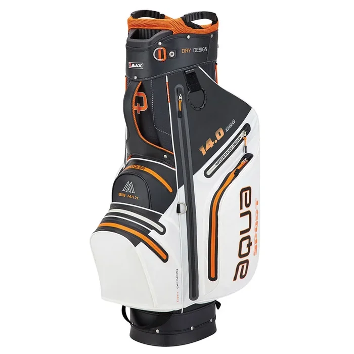 BIG MAX Aqua Sport 3 Waterproof Cart Bag – White/Black/Orange