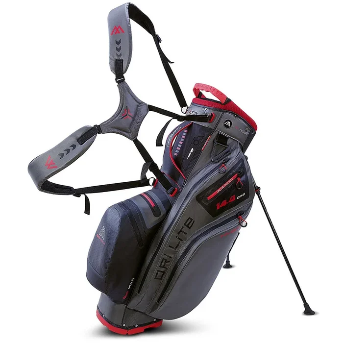 Big Max Dri Lite Hybrid 2 Stand Bag – Charcoal/Black/Red