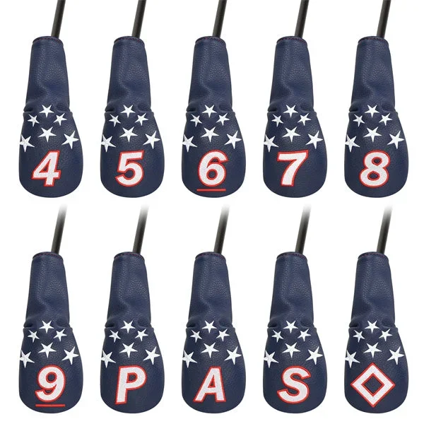 Blue & White Stars Hybrid Iron Head Covers Set