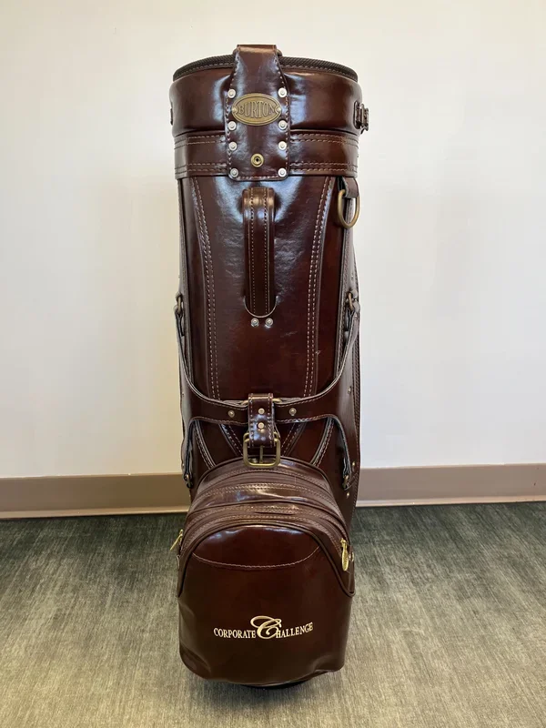 Burton Leather Cart Bag 6 Dividers/4 pockets w/ Strap and Rain Cover