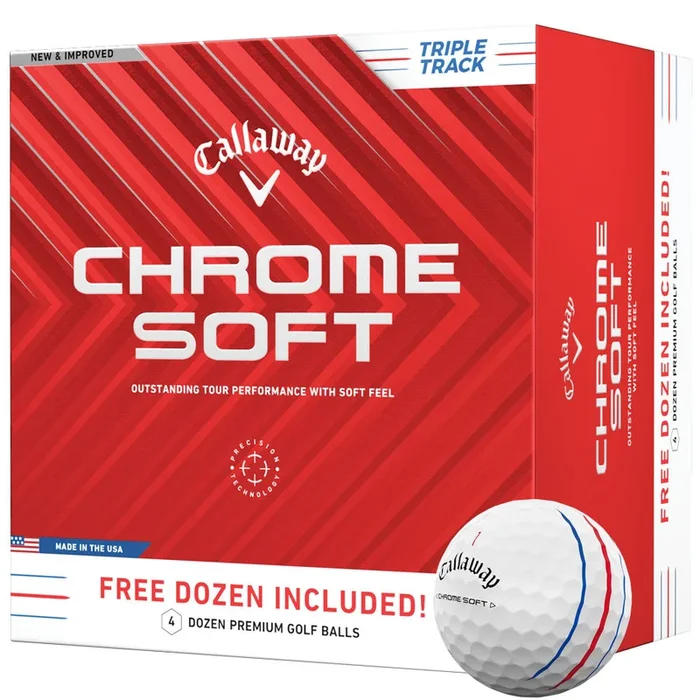 Callaway Chrome Soft Triple Track Golf Balls – White – 4 For 3 Dozen