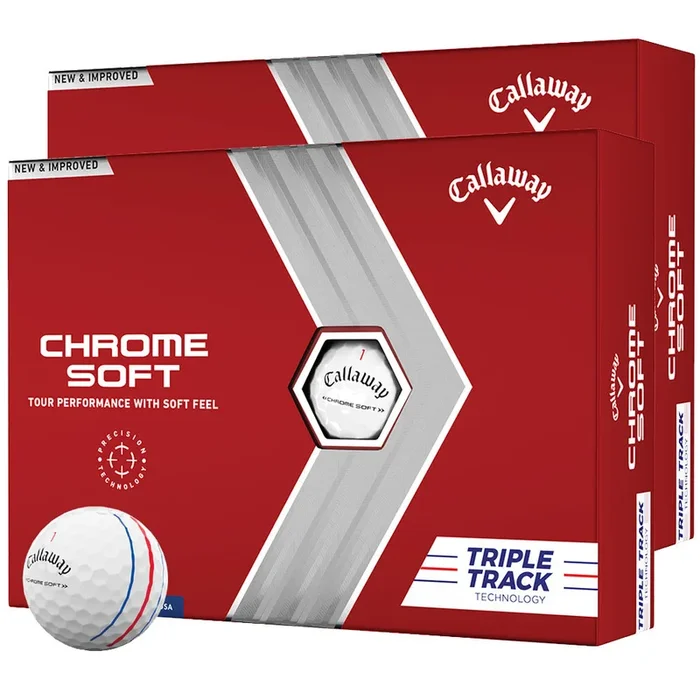 Callaway Chrome Soft Triple Track Golf Balls – White – Double Dozen