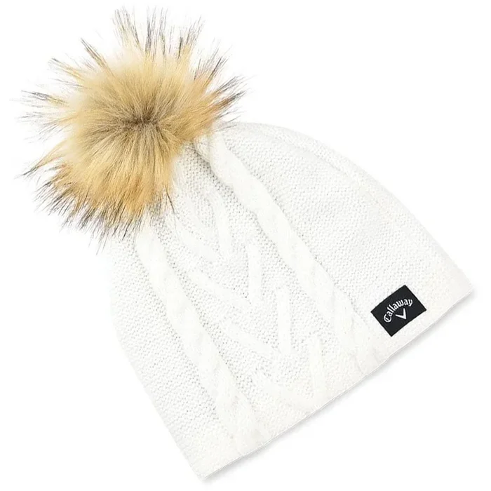 Callaway Ladies Winter Pom Pom Beanie Hat – Cream