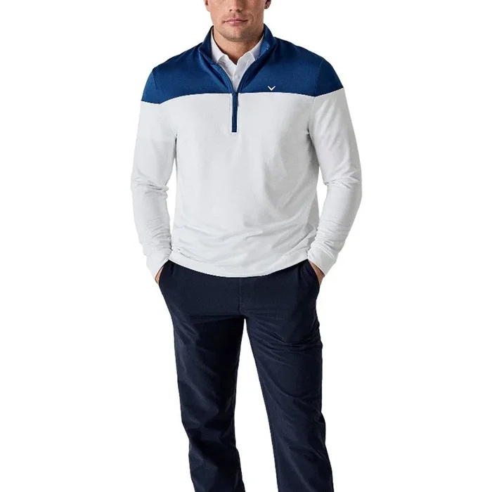 Callaway Legacy Collection Logo Block 1/4 Zip Golf Pullover Bright White – SP25 Men