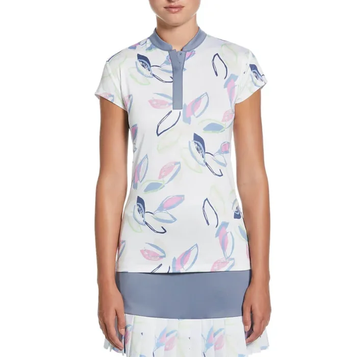 Callaway Linear Petals Golf Polo (with Hidden Snaps) Brilliant White – SP25 Women