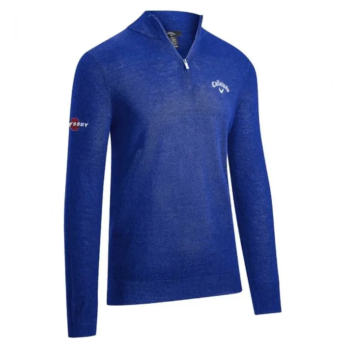 Callaway Ribbed 1/4 Zip Merino Wool Thermal Sweater – Magnetic Blue
