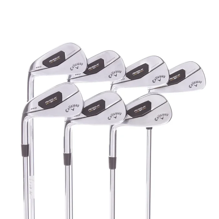 Callaway Rogue ST Pro Steel Men’s Left Hand Irons 4-PW Stiff – Project X Rifle Tour Flighted 6.0