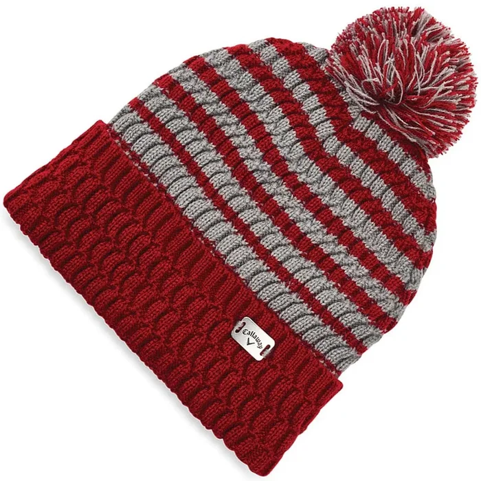 Callaway Winter Pom Pom Beanie – Cardinal Red/Grey