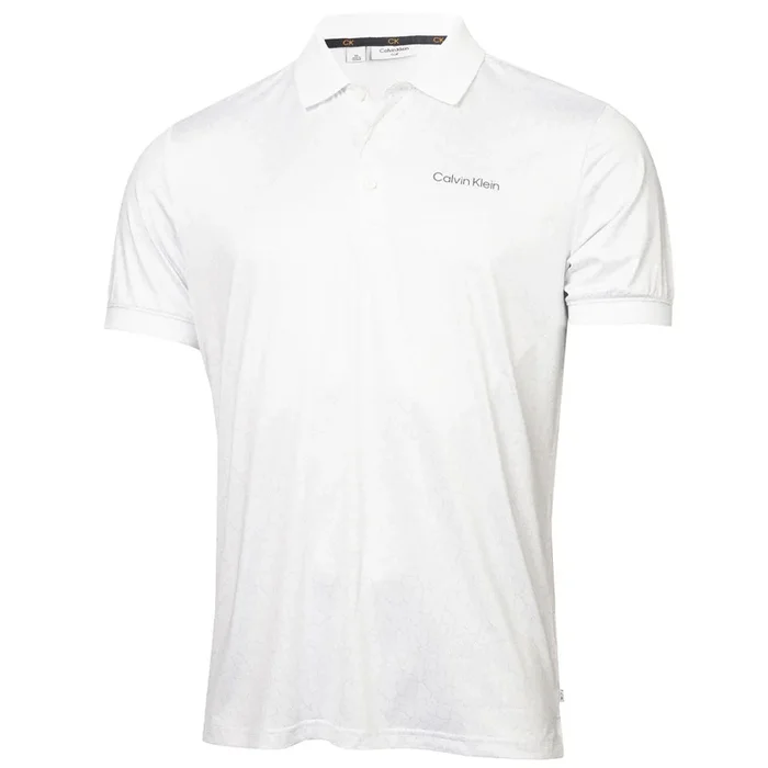 Calvin Klein Fracture Print Polo Shirt – White/Pale Silver