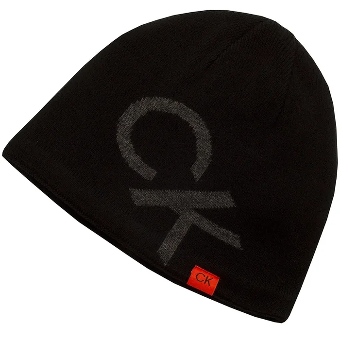 Calvin Klein Large Monogram Reversible Beanie – Black