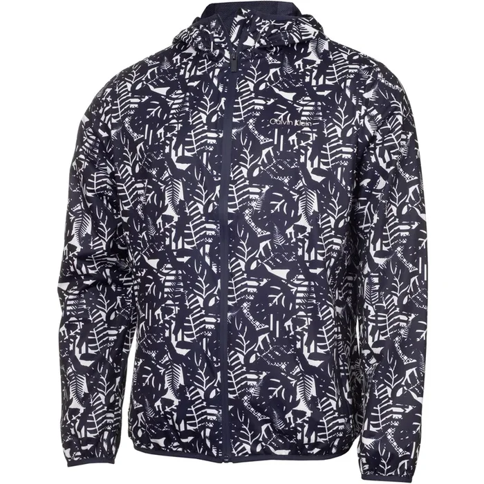 Calvin Klein Printed Windbreaker Jacket – White/Evening Blue