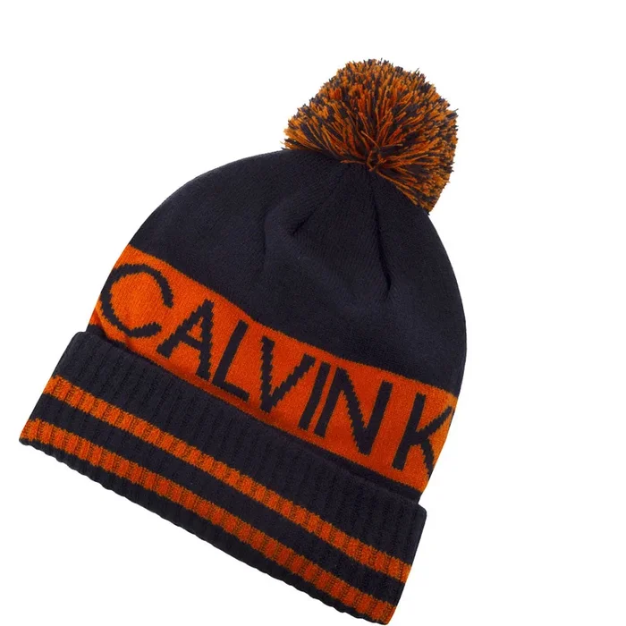 Calvin Klein Quadrant Pom Beanie – Navy/Blaze