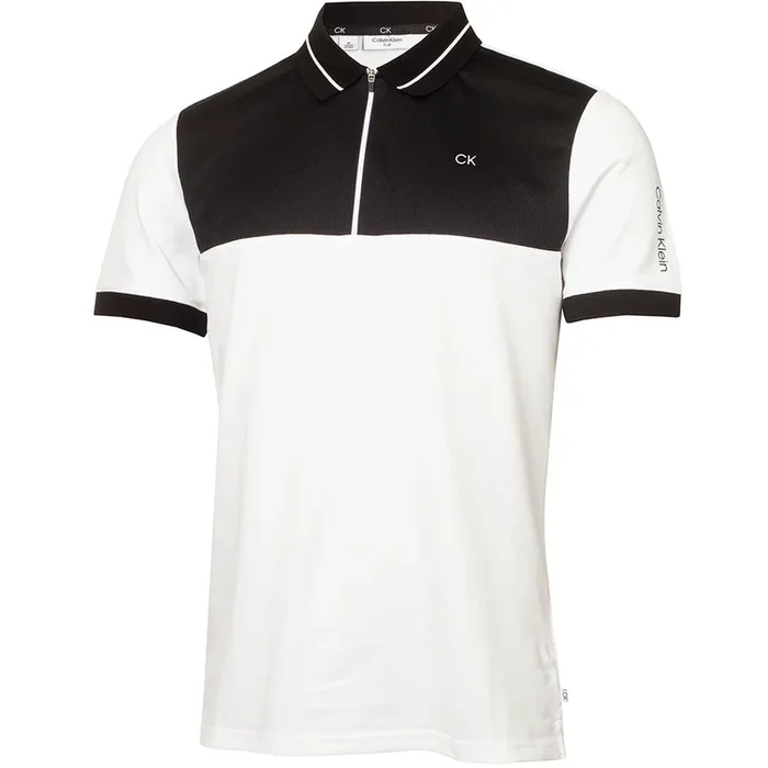 Calvin Klein Whitman Zipped Polo Shirt – White/Black