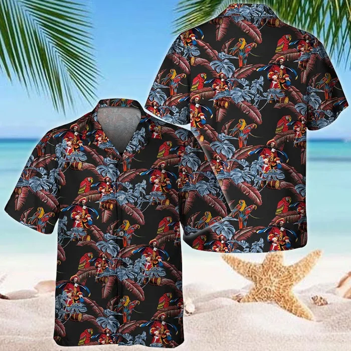 Captain Morgan Red Parrots Hawaiian Shirt – Fanshubus.com