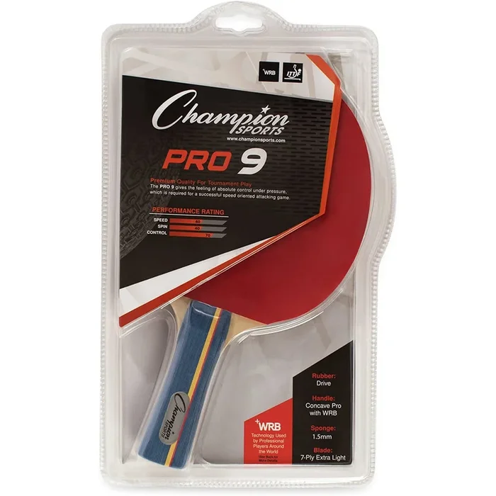 Champion Sports – 7 Ply Pips In Rubber Face Table Tennis Paddle – Each