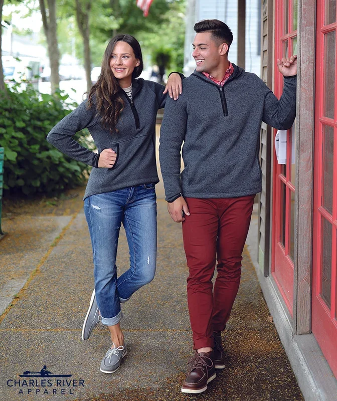 Charles River Women’s Heathered Fleece Quarter Zip Hoodie