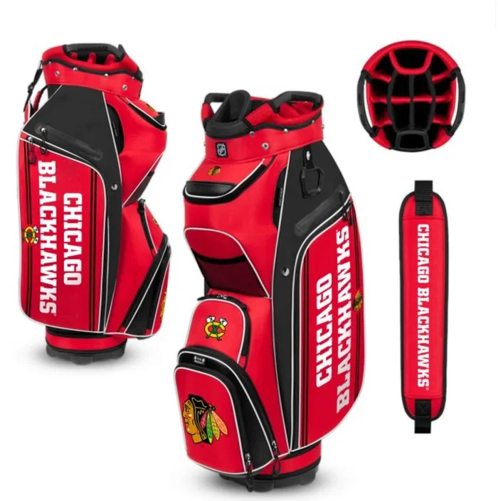 Chicago Black Hawks Cooler Cart golf Bag 3 Free Shipping