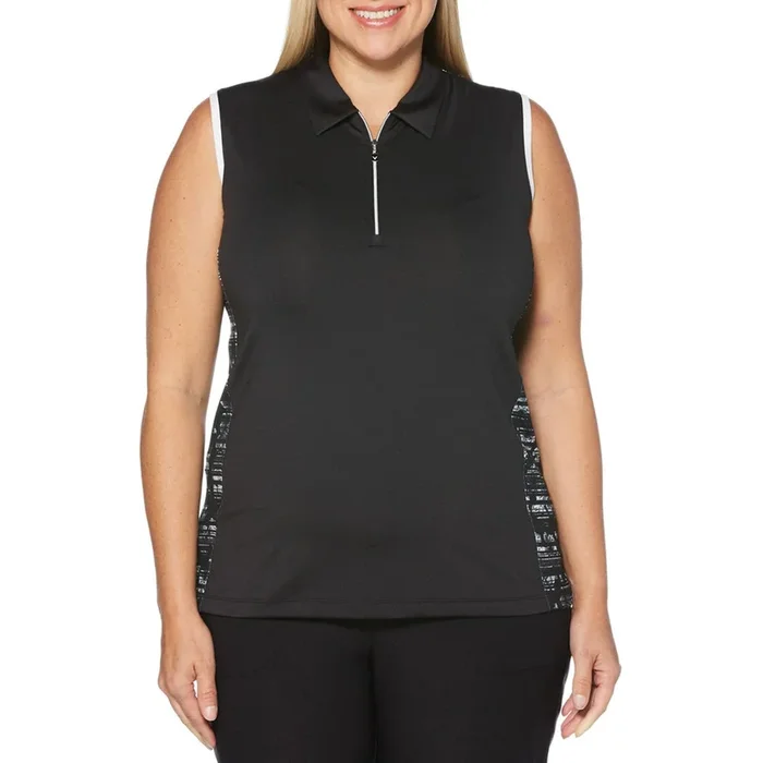 Clearance – Callaway Women’s ¼ Zip Sleeveless Floral Printed Golf Polo – Extended Sizes