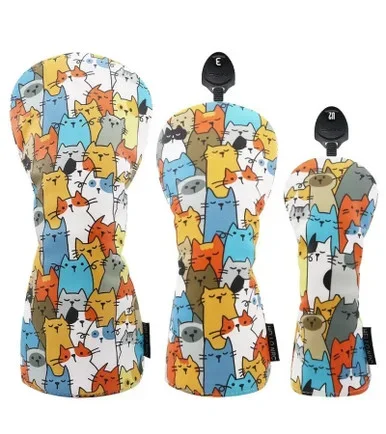 Colorful Cats PU Leather Golf Headcovers