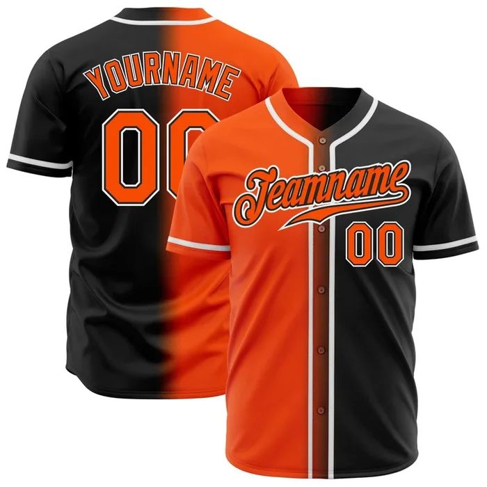 Custom Black Orange-White Authentic Gradient Fashion Baseball Jersey – Fanshubus.com