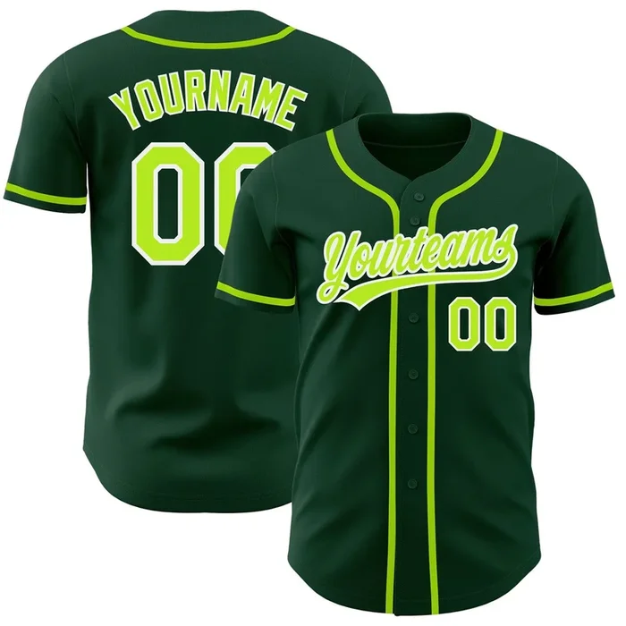 Custom Green Neon Green-White Authentic Baseball Jersey – Fanshubus.com