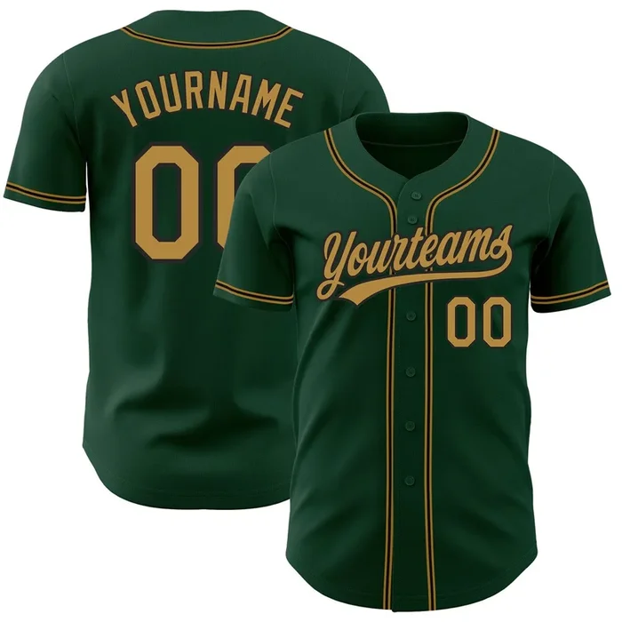 Custom Green Old Gold-Black Authentic Baseball Jersey – Fanshubus.com
