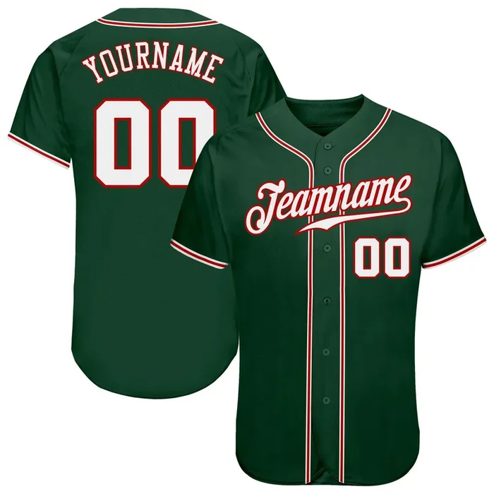Custom Green White-Red Authentic Baseball Jersey – Fanshubus.com