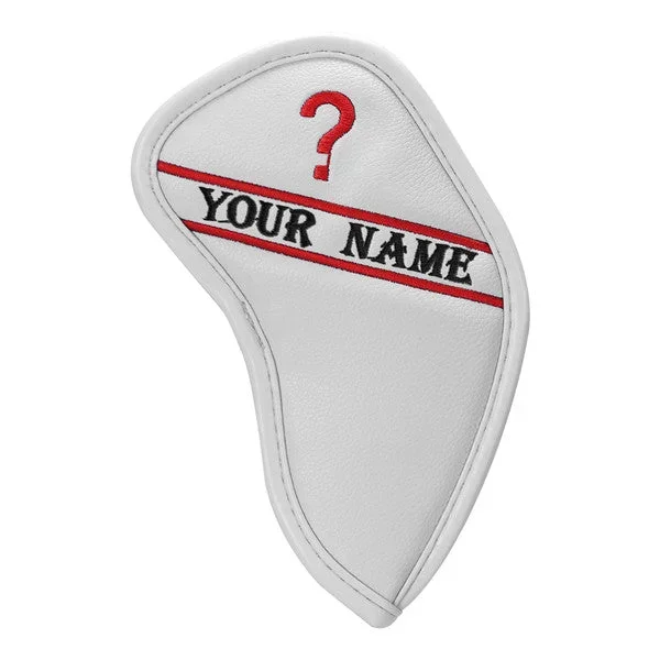 Custom Individual White Leather Iron Head Cover